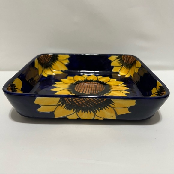 Talavera Pottery Cobalt Sunflower 9x9 Baking Dish Mexico - Picture 9 of 10